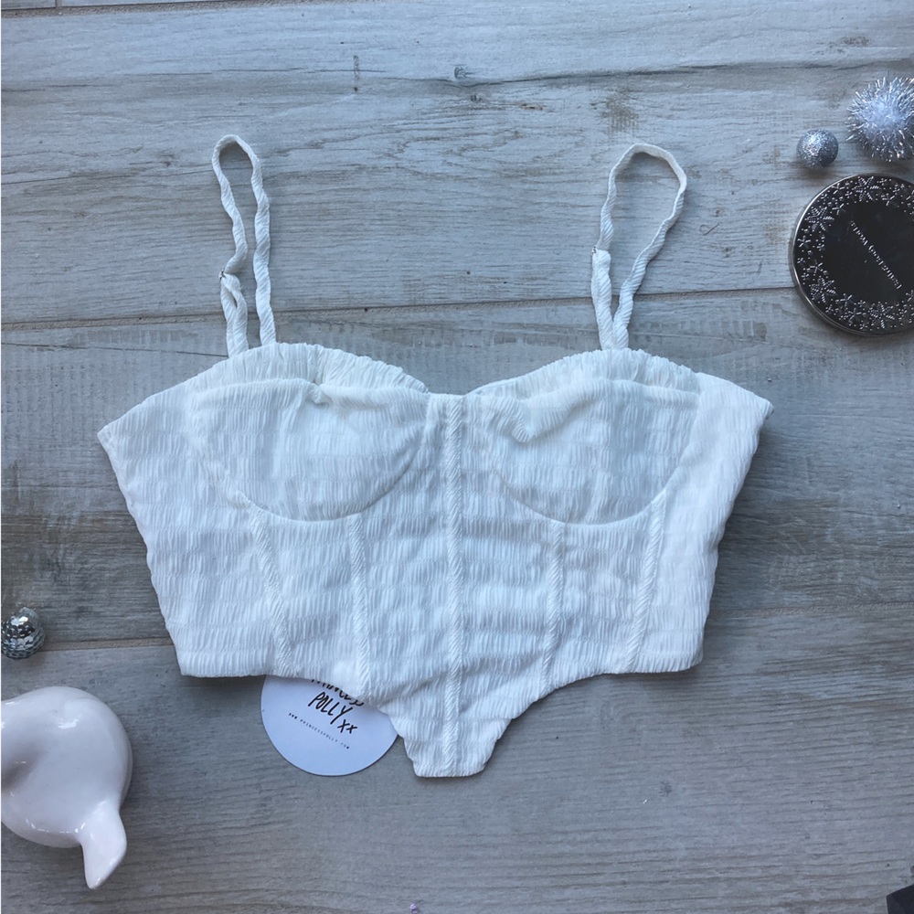 princess polly womens tops White crop top NWT bustier spaghetti strap lined